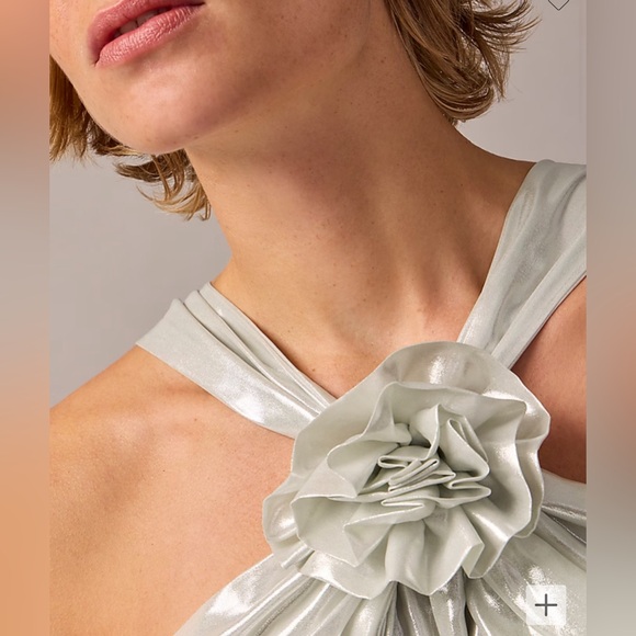 J.Crew Collection rosette halter top in silver lamé - Picture 2 of 11